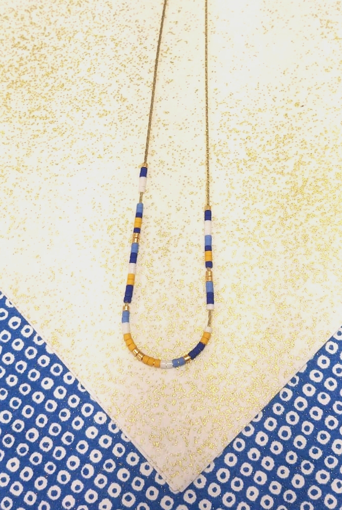 Gebetnout bijoux fantaisie lyon mode tendance bijouterie femme Oullins artisan collier miyuki bleu délicat