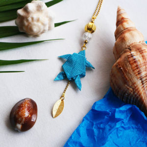Gebetnout bijoux fantaisie lyon mode tendance bijouterie femme Annecy artisan Opunohu origami tortue collier turquoise dore