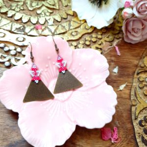Gebetnout bijoux fantaisie lyon mode tendance bijouterie femme Annecy artisan Incahuasi géométrie triangle miyuki rose bronze