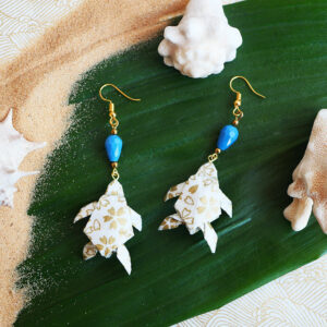 Gebetnout bijoux fantaisie lyon mode tendance bijouterie femme Annecy artisan Opunohu origami tortue fleuri bleu dore