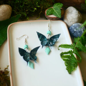 Gebetnout bijoux fantaisie lyon mode tendance bijouterie femme Annecy artisan watthanaram tikitapu origami papillon vert email argent