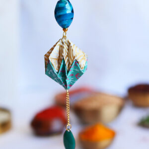 Gebetnout bijoux fantaisie lyon mode tendance bijouterie femme annecy artisan thu bon vietnam hoi an bois geometrie collier origami diamant murano bleu turquoise dore
