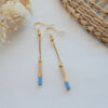Gebetnout bijoux fantaisie lyon mode tendance bijouterie femme annecy artisan bois japonais geometrie tube bleu ciel dore