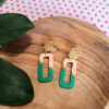 Gebetnout bijoux fantaisie lyon mode tendance bijouterie femme annecy artisan bois japonais geometrie puce rectangle vert emeraude dore
