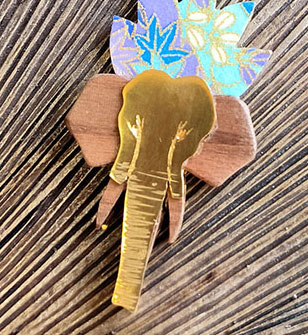 Bijoux en bois de chêne, pendentif éléphant sur le thème du Sri Lanka