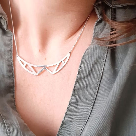 Collier fete des meres eeko jewelry contemporain en laiton plaqué argent